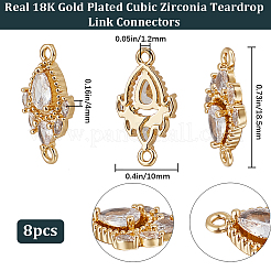 8 Stück Messing Pavé klar Zirkonia Verbinder Charms&nbsp;ZIRC-BBC0002-26