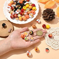 100 шт. 15 стиля круглые и цветочные деревянные европейские бусины WOOD-CJ0002-45