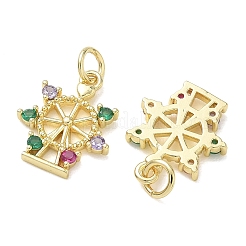 Pendenti in zirconi cubici colorati in micro pavè di ottone&nbsp;KK-T085-13G