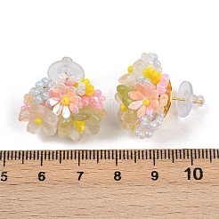 Серьги-гвоздики из цветочного стекла и пластика FS-WG119A6-03