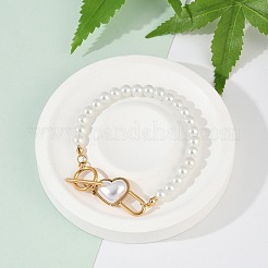 Браслеты из нержавеющей стали 304 в форме сердца с бусинами BJEW-L610-21G-01