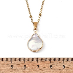 Colliers pour femmes avec pendentif pièce de monnaie en perle keshi naturelle baroque et chaîne satellite en acier inoxydable 304&nbsp;NJEW-JN06237