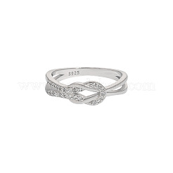 Nodo 925 anelli in argento sterling con micro pavé di zirconi cubici trasparenti per donna&nbsp;FS-WG39CEA-04