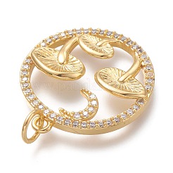 Pendentifs en zircone cubique transparente micro pavés en laiton sur le thème de l'automne&nbsp;ZIRC-H104-01-G