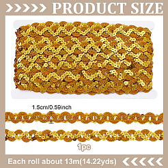 Блестящая волнистая полиэстеровая кружевная лента с пайетками из ПВХ OCOR-WH0078-351B