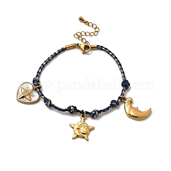 Браслеты с подвесками из нержавеющей стали 304 со стразами для женщин BJEW-Z142-03G