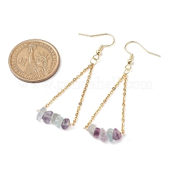 Orecchini pendenti in acciaio inossidabile 304 con fluorite naturale&nbsp;EJEW-JE06010-07