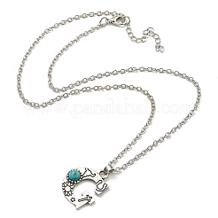 Lettre a ~ z en alliage plaqué argent antique avec colliers à pendentif turquoise synthétique&nbsp;NJEW-G080-01G