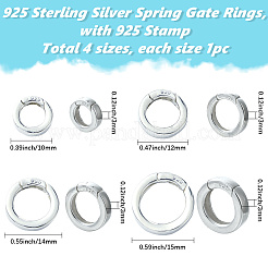 4 шт. 4 стиля 925 кольца с пружинным затвором из стерлингового серебра STER-SC0001-51