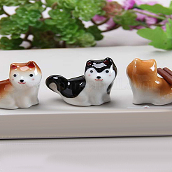 3色の陶器製箸置き3個  ディナー スプーン スタンド ナイフ フォーク ホルダー  犬  ミックスカラー  45x25x40mm  1pc /カラー&nbsp;DJEW-LP0001-13