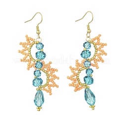 Стеклянные бусины ручной работы и стеклянные подвесные серьги EJEW-MZ00363