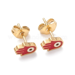 3 пара 3 стильных эмалевых хамса-рука со сглазом и висячими серьгами-кольцами&nbsp;EJEW-B020-08G