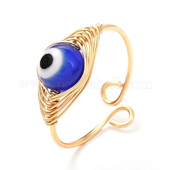 Регулируемые кольца лэмпворк ручной работы из медной проволоки для женщин и мужчин RJEW-JR00389