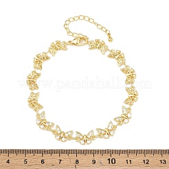 Bracelets à maillons en laiton micro pavé en oxyde de zirconium transparent pour femmes&nbsp;BJEW-A090-10D-G