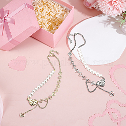 3 шт. 3-х цветные ожерелья с подвеской в форме сердца из сплава&nbsp;NJEW-HY0001-15