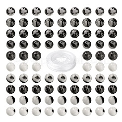 100個8mmナチュラルゼブラジャスパーラウンドビーズ  10mの弾性水晶糸付き  DIYストレッチブレスレット作成キット用  8mm  穴：1mm&nbsp;DIY-LS0002-61
