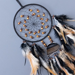 Железная паутина/сетка с подвесными украшениями из перьев&nbsp;PW-WG7966A-01