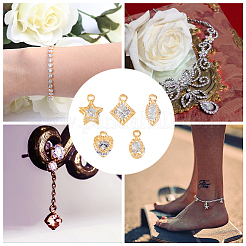 60 шт. 10 стиля подвески из сплава с прозрачным кубическим цирконием ZIRC-FH0001-46