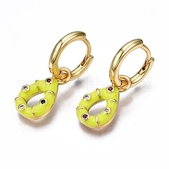 Серьги-кольца из латуни с микро-паве из фианита&nbsp;EJEW-T014-39G-NF