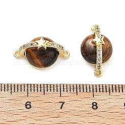 Подвески-коннекторы из латуни с натуральным тигровым глазом&nbsp;KK-B129-03G
