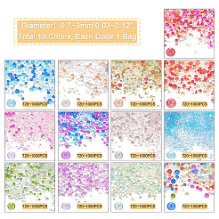 13 пакетик 13-х цветных круглых стеклянных бусин без отверстий&nbsp;GLAA-PH0001-50