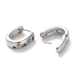 真鍮製フープピアス  ガラスと  オーバル  プラチナメッキ  13.5x4.5x12mm&nbsp;EJEW-C121-04P