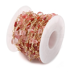 Ручная работа латунная и синтетическая вишневая кварцевая стеклянная и стеклянная трубчатая цепочка с бусинами для изготовления ожерелий и браслетов CHC-F019-03G