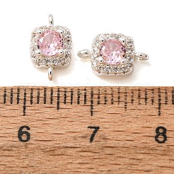 Ciondoli con connettore in ottone con zirconi cubici rosa&nbsp;CU-CBAEC99-14S