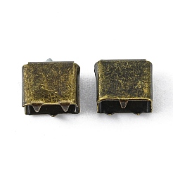 真鍮製カシメリボン止めエンドパーツ  長持ちメッキ  アンティークブロンズ  8x8mm&nbsp;KK-WH0042-03A-AB