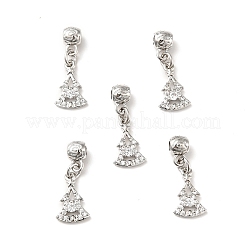 Placage de crémaillère en laiton micro pavé pendentifs en zircone cubique claire&nbsp;ZIRC-H125-04P