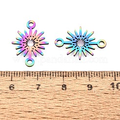 イオンプレーティング（IP）201ステンレス鋼リンク/コネクター  レーザー切断  スター  虹色  15x20.5x1mm  穴：1.8mm&nbsp;STAS-T056-LA513