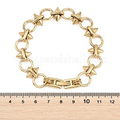 女性用304ステンレススチールリンクチェーンブレスレット  18KGP本金メッキ  双円錐形  7.87インチ（20cm）&nbsp;BJEW-P391-02B-G