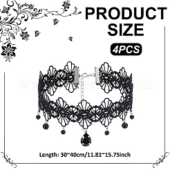 4 шт. готический стиль смоляные цветы кисточки кружевные колье чокер NJEW-UN0001-60