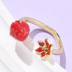 Латунные с эмалью манжеты открытые кольца для женщин&nbsp;LS-RJEW-Q019-01B-G