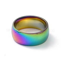 201ステンレススチール製プレーンバンドリング（女性用）  虹色  内径：17mm&nbsp;RJEW-I089-42M