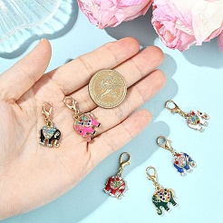 6 шт. подвеска в виде слона из сплава со стразами&nbsp;HJEW-YW00266