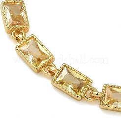 Rechteckige Gliederarmbänder aus Messing mit Zirkonia-Pavé für Damen&nbsp;BJEW-P385-05G-07