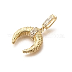 真鍮マイクロパヴェクリアキュービックジルコニアペンダント  牛角のお守り  18KGP本金メッキ  23x20x6mm  穴：3x6.5mm&nbsp;KK-D255-12G