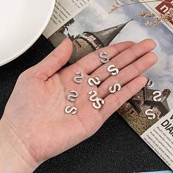 変色しない304ステンレススチールの文字チャーム  文字.s  11.5x8.5x0.8mm  穴：1mm&nbsp;X-STAS-O072-S