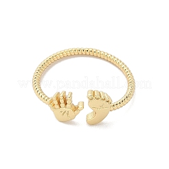 Открытая манжета из латуни для женщин со следами стопы и ладони&nbsp;LS-RJEW-A040-03G