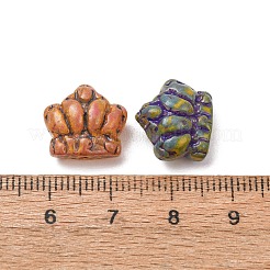 手作りランプワークビーズ  クラウン  ゴールドライン入り  ミックスカラー  12.5x14x8mm  穴：1.2mm&nbsp;LA-CBAD2DB-04