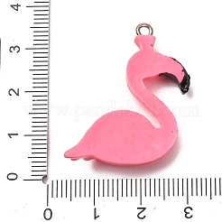 不透明樹脂ペンダント  フラミンゴチャーム  プラチナアイアンループ付き  サクランボ色  34x29.5x6.5mm  穴：2mm&nbsp;RE-CBA6A90-04P-02