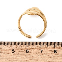 女性用304ステンレススチールカフオープンリング  ティアドロップ  イオンプレーティング（ip）  18KGP本金メッキ  26mm  内径：18mm&nbsp;RJEW-L342-09G