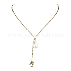 Collana con ciondolo a forma di animale marino in acciaio inossidabile 304&nbsp;NJEW-JN06049-02