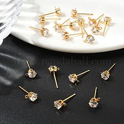 Фурнитура для сережек-гвоздиков из латуни с прозрачным кубическим цирконием&nbsp;XGR0102G-117G