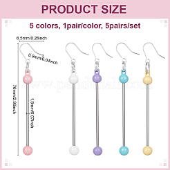 5 пара двухцветных пластиковых сережек-подвесок&nbsp;EJEW-PH0002-11