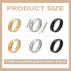 12 шт. 3 цвета 202 нержавеющая сталь кольца для женщин&nbsp;RJEW-LP0001-16