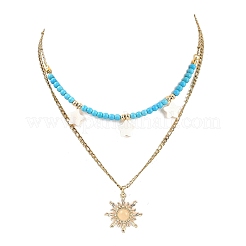 Подвеска в виде солнца из натуральной пресноводной ракушки и сплава стекла NJEW-JN05469-02