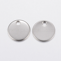 変色しにくい201ステンレススチールチャーム  空白タグのスタンプ  フラットラウンド  ステンレス鋼色  12x1mm  穴：2mm&nbsp;STAS-E149-03P