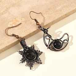 Boucles d'oreilles naturelles pendentif obsidienne&nbsp;G-H359-07R-08